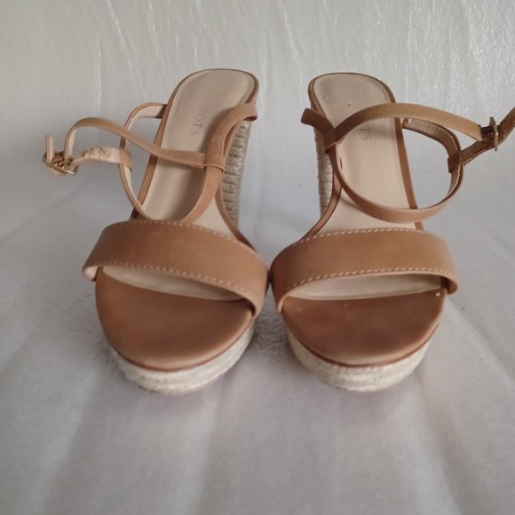 Talbots Tan Heels Sandals Leather Upper Spadrilles - Picture 4 of 13